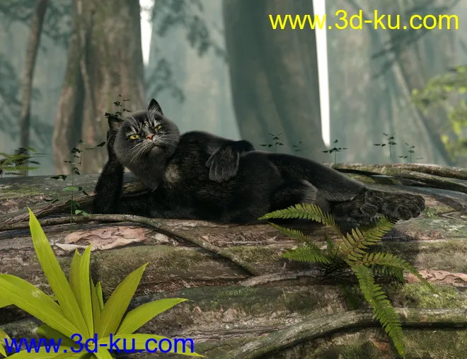 Black Cat Fur and Texture Addon for Catoon模型的图片9
