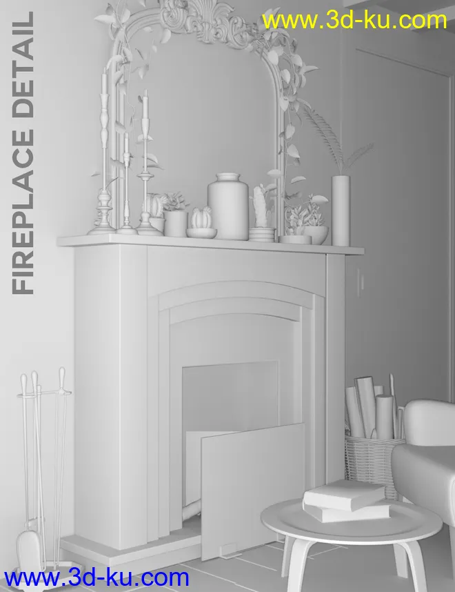 Boho Cottage - Base and Fireplace模型的图片10