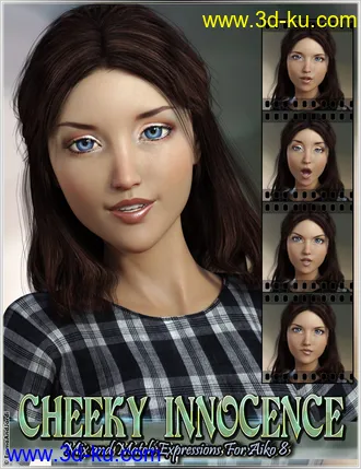 3D打印模型Cheeky Innocence Mix and Match Expressions for Aiko 8 and Genesis 8 Female(s)的图片