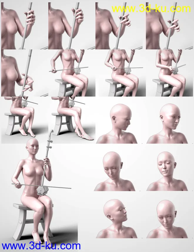 Chinese Erhu and Poses for Genesis 3 and 8 Female(s)模型的图片4