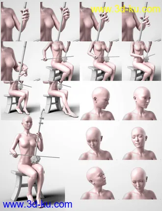 3D打印模型Chinese Erhu and Poses for Genesis 3 and 8 Female(s)的图片