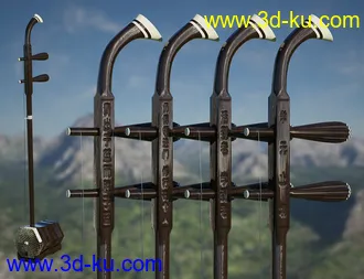 3D打印模型Chinese Erhu and Poses for Genesis 3 and 8 Female(s)的图片