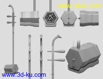 3D打印模型Chinese Erhu and Poses for Genesis 3 and 8 Female(s)的图片