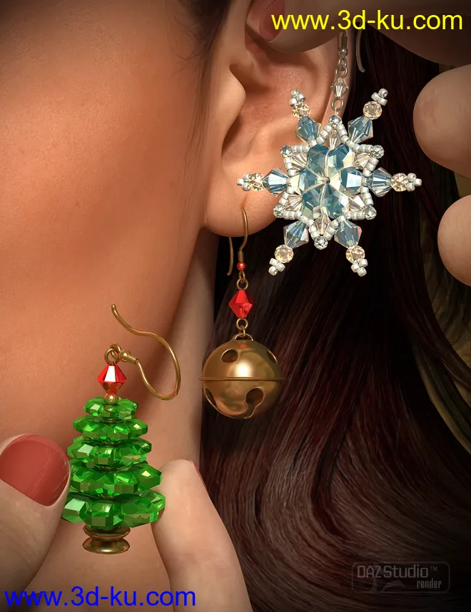 Christmas Earrings for Genesis 2 Female(s)模型的图片1