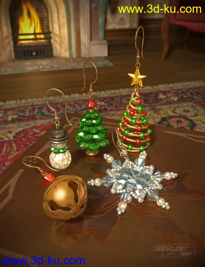 Christmas Earrings for Genesis 2 Female(s)模型的图片2