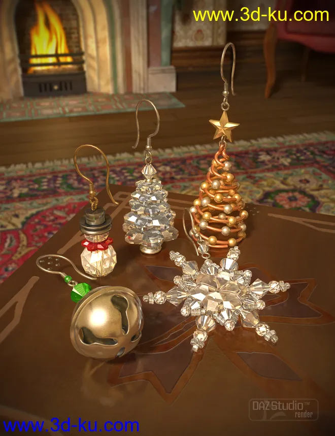 Christmas Earrings for Genesis 2 Female(s)模型的图片3