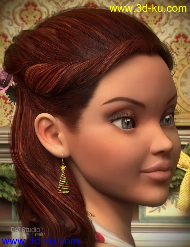 Christmas Earrings for Genesis 2 Female(s)模型的图片5