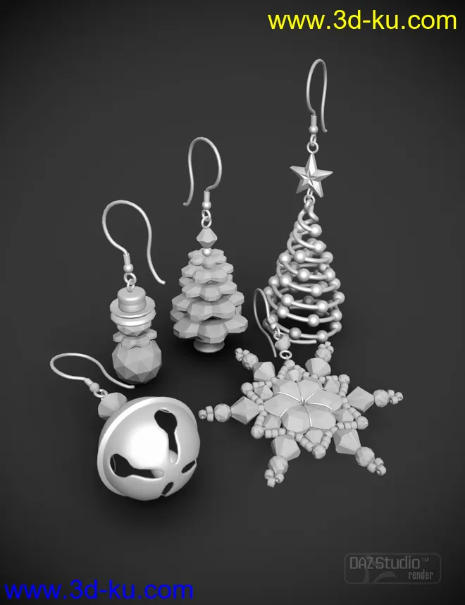 Christmas Earrings for Genesis 2 Female(s)模型的图片9