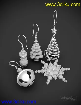 3D打印模型Christmas Earrings for Genesis 2 Female(s)的图片