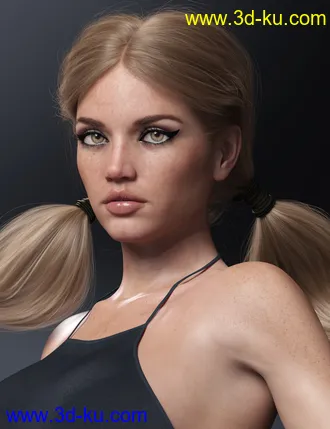Chunky Pigtails for Genesis 3 and 8 Females模型的图片12