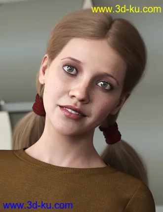 3D打印模型Chunky Pigtails for Genesis 3 and 8 Females的图片