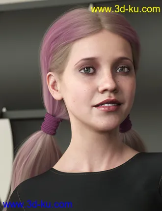3D打印模型Chunky Pigtails for Genesis 3 and 8 Females的图片