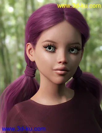 3D打印模型Chunky Pigtails for Genesis 3 and 8 Females的图片