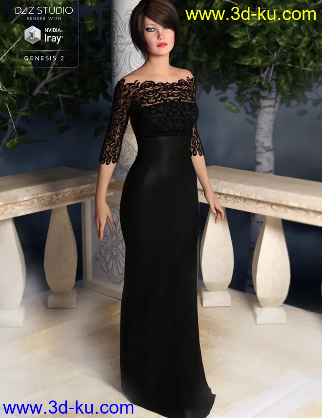 Classic Evening Gown for Genesis 2 Female(s)模型的图片2