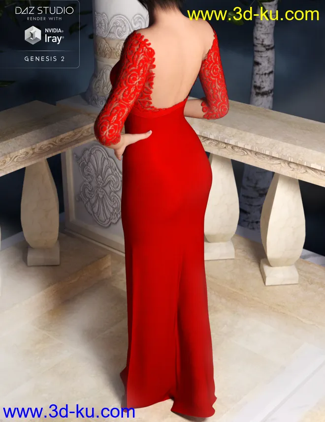Classic Evening Gown for Genesis 2 Female(s)模型的图片3