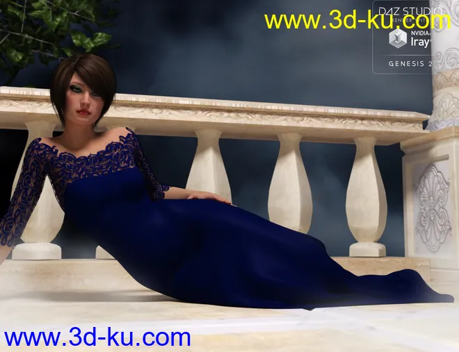 Classic Evening Gown for Genesis 2 Female(s)模型的图片5