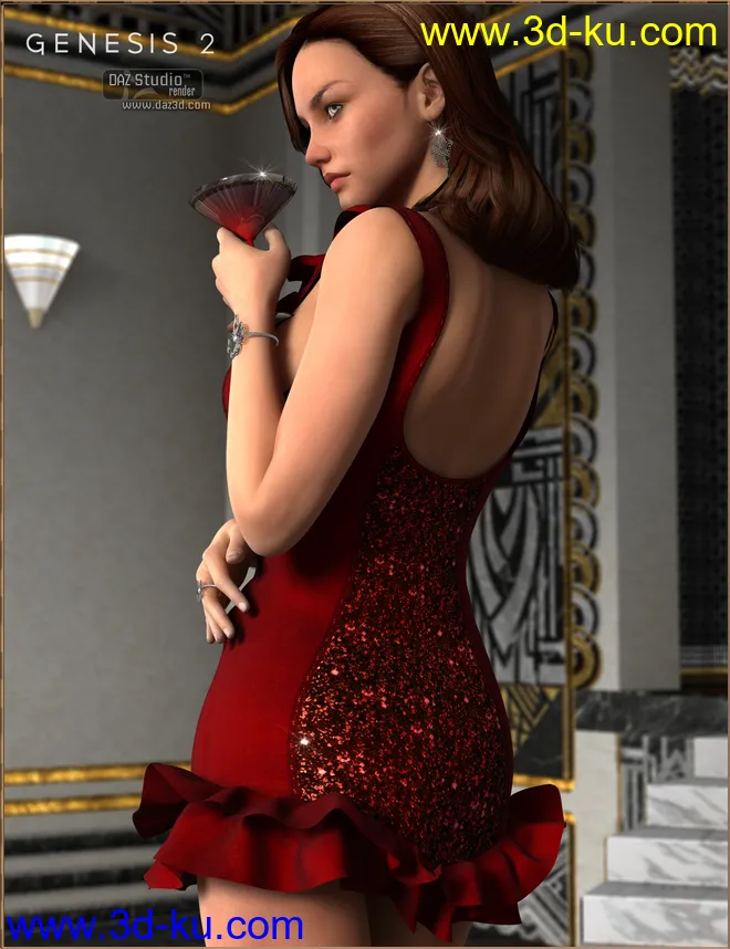 Cocktail Hour Dress for Genesis 2 Female(s)模型的图片2