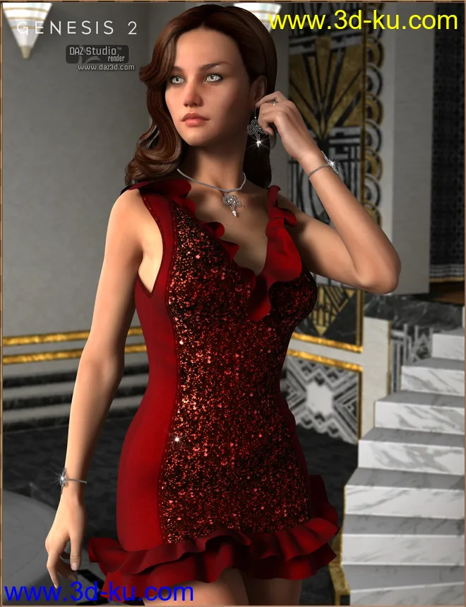 Cocktail Hour Dress for Genesis 2 Female(s)模型的图片3