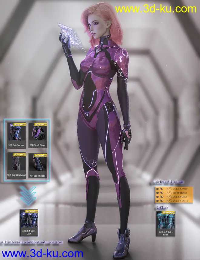 CR Sci-fi Suit for Genesis 8 Females模型的图片5
