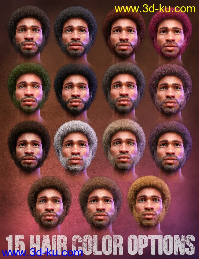 Curly Hair and Facial Hair for Genesis 8 Males模型的图片4