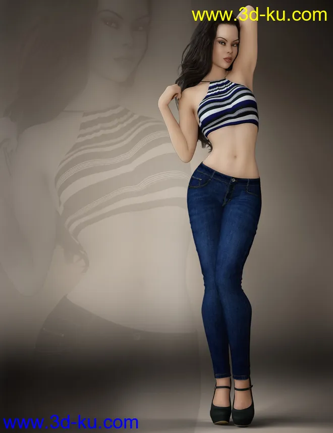 Cute Casual Outfit for Genesis 8 Females模型的图片2