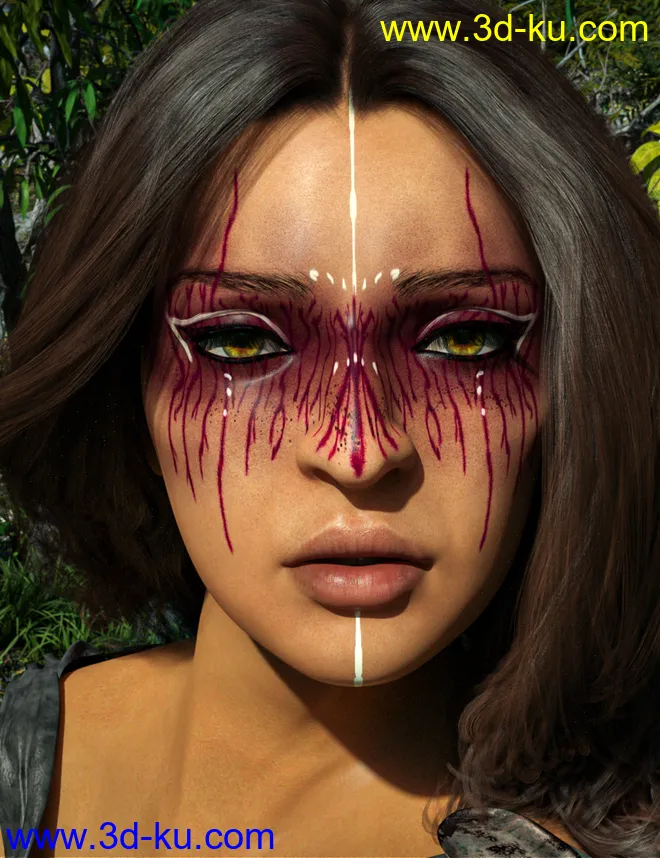 D.E.M. Painted Tribal Makeup for Genesis 8 Female模型的图片1
