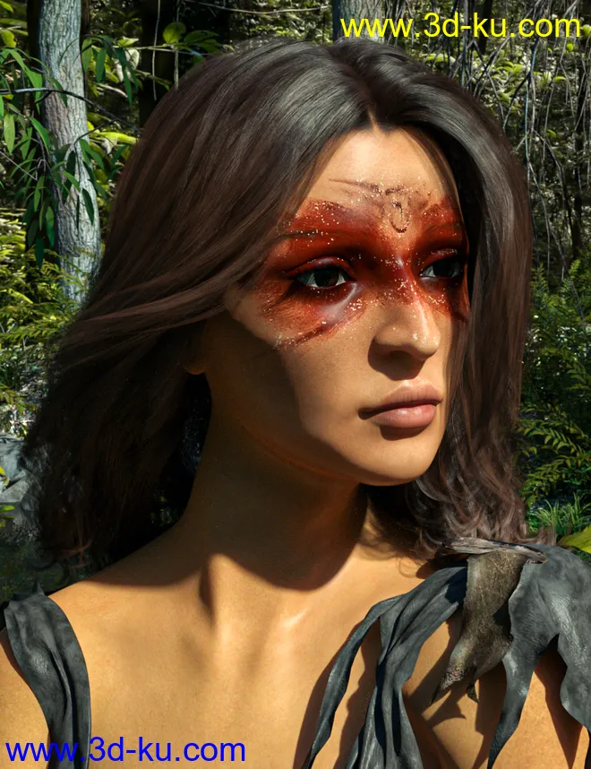 D.E.M. Painted Tribal Makeup for Genesis 8 Female模型的图片2