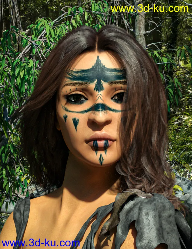 D.E.M. Painted Tribal Makeup for Genesis 8 Female模型的图片4