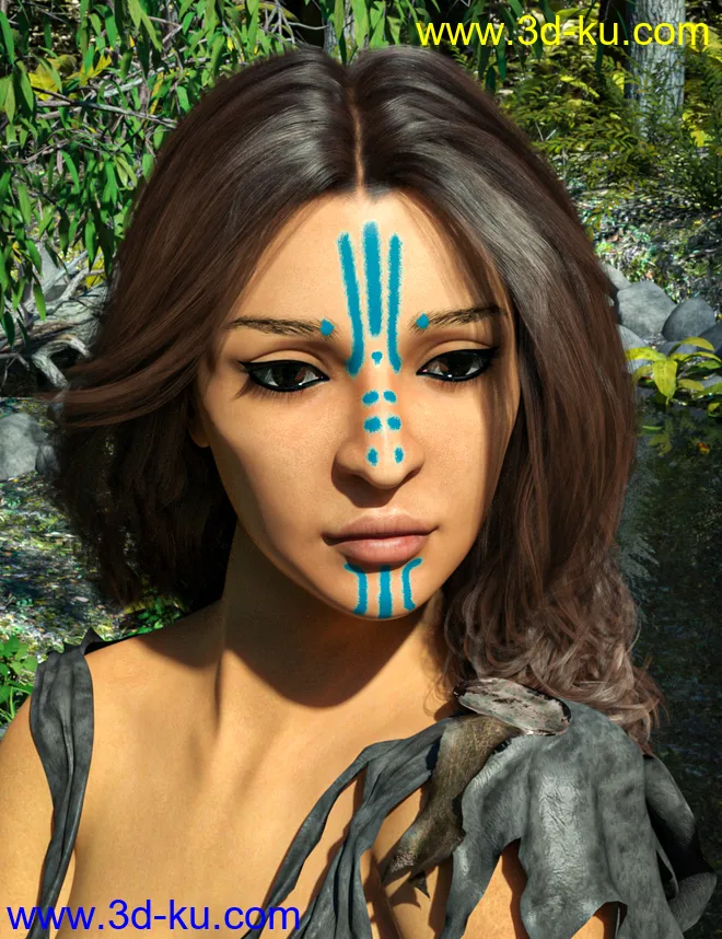 D.E.M. Painted Tribal Makeup for Genesis 8 Female模型的图片5