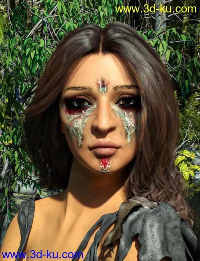 D.E.M. Painted Tribal Makeup for Genesis 8 Female模型的图片10