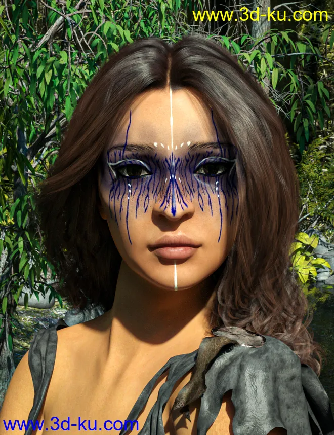 D.E.M. Painted Tribal Makeup for Genesis 8 Female模型的图片14