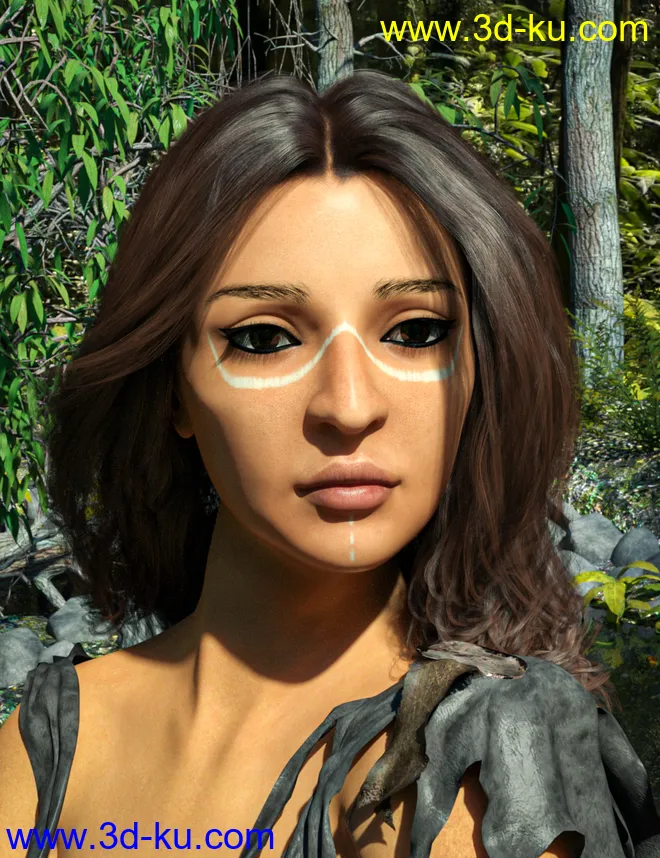 D.E.M. Painted Tribal Makeup for Genesis 8 Female模型的图片16