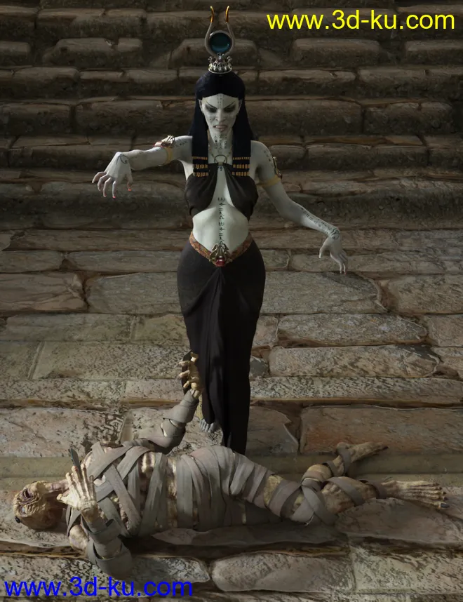 Dark Pharaoh Poses for Genesis 8 Female模型的图片1