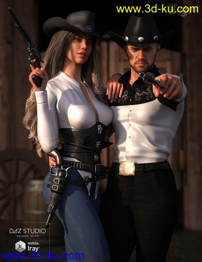 Desperado Gun Poses and Prop for Genesis 8 Male模型的图片1