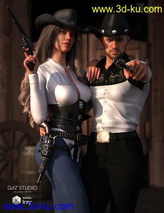 3D打印模型Desperado Gun Poses and Prop for Genesis 8 Male的图片