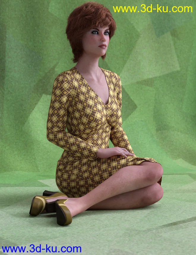 dForce 70's Work Dress for Genesis 8 Female(s)模型的图片4