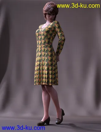 3D打印模型dForce 70's Work Dress for Genesis 8 Female(s)的图片