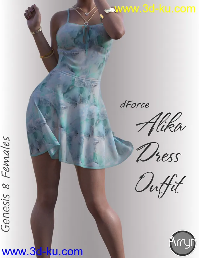 dForce Alika Candy Dress Outfit for Genesis 8 Female(s)模型的图片1