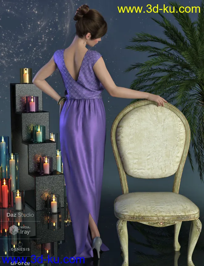 dForce Angelica Gown for Genesis 8 Female(s)模型的图片3