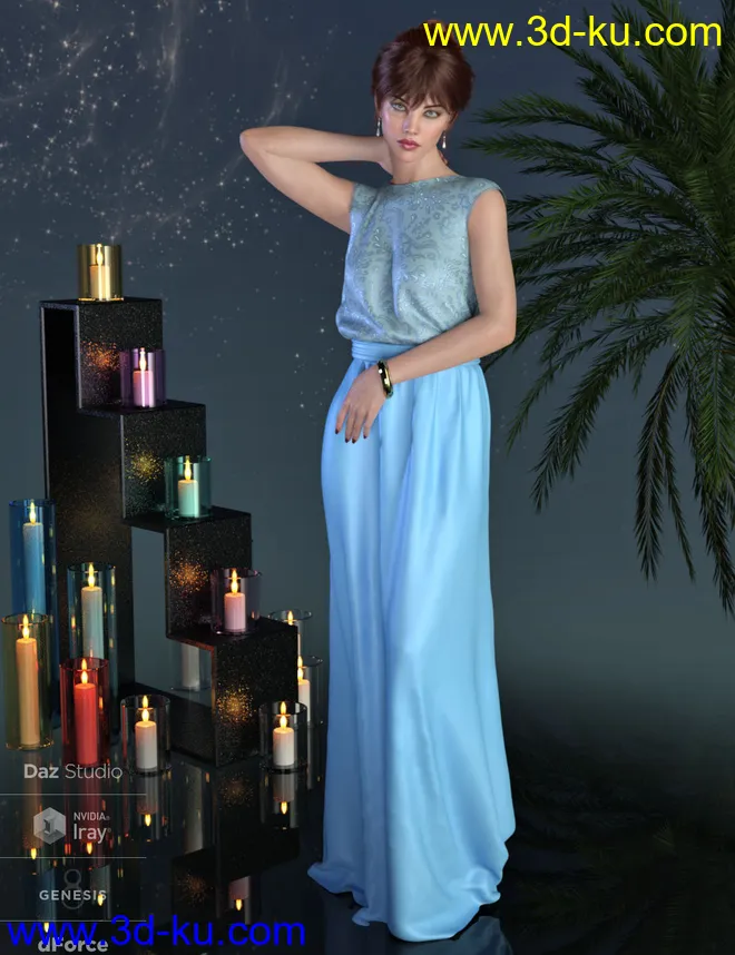 dForce Angelica Gown for Genesis 8 Female(s)模型的图片6