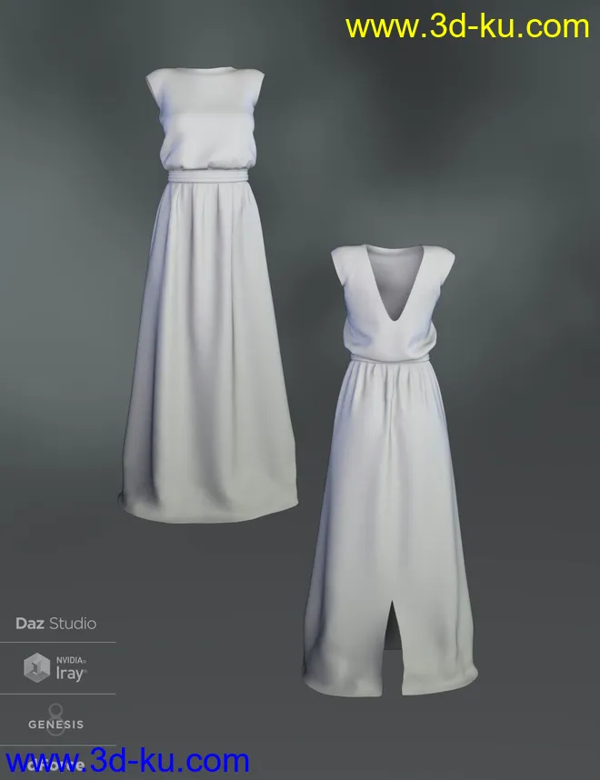 dForce Angelica Gown for Genesis 8 Female(s)模型的图片8