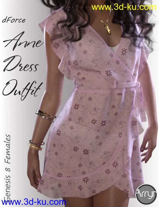 dForce Anne Candy Dress Outfit for Genesis 8 Female(s)模型的图片1