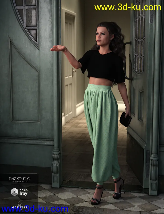 dForce AQ Summertime Outfit for Genesis 8 Female(s)模型的图片3