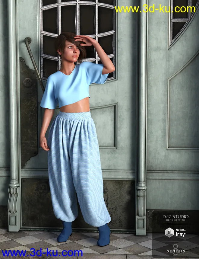 dForce AQ Summertime Outfit for Genesis 8 Female(s)模型的图片4