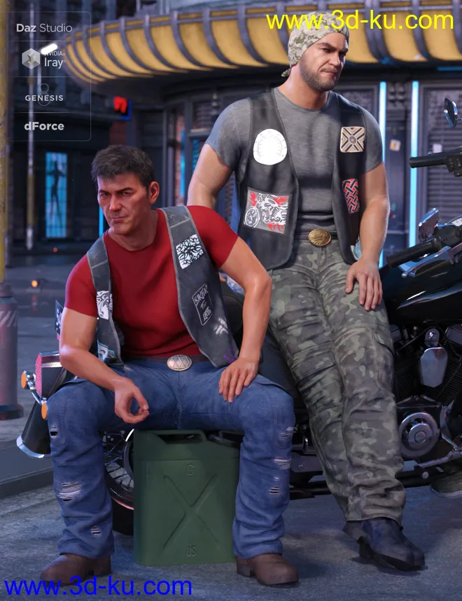 dForce Biker Outfit Textures模型的图片1