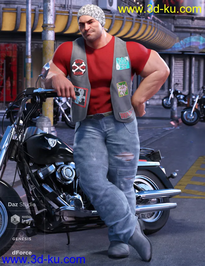 dForce Biker Outfit Textures模型的图片2