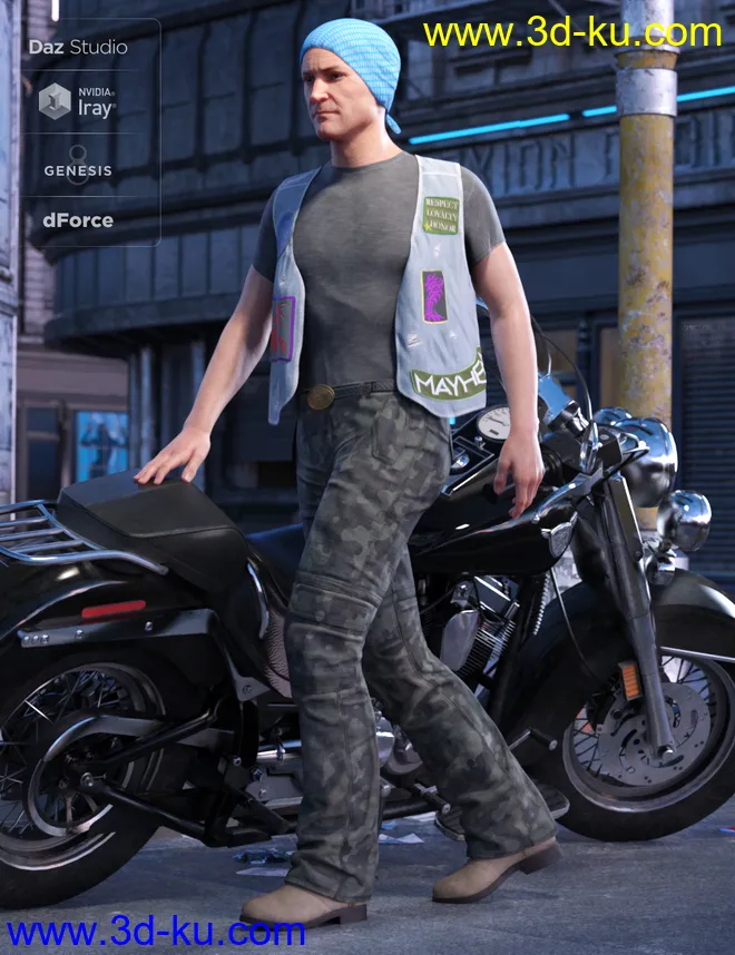 dForce Biker Outfit Textures模型的图片3
