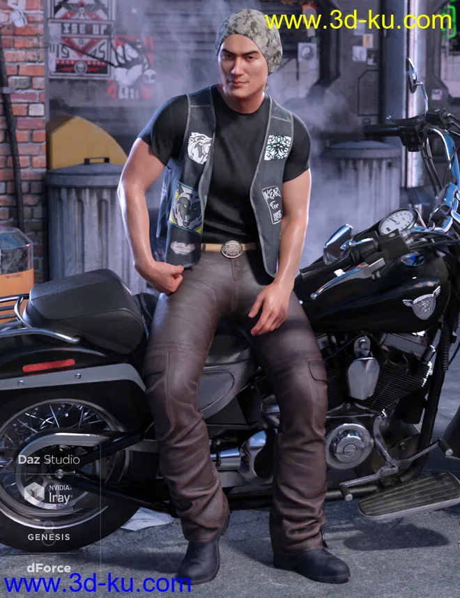 dForce Biker Outfit Textures模型的图片4