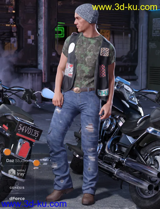 dForce Biker Outfit Textures模型的图片5
