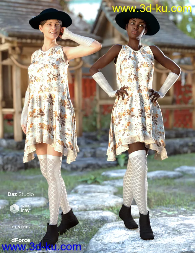 dForce Boho Days Outfit for Genesis 8 Female(s)模型的图片5